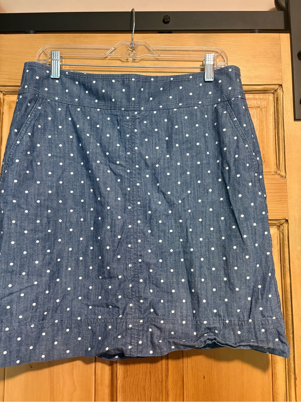 Talbots Blue Chambray Polka Dot Mini Skirt